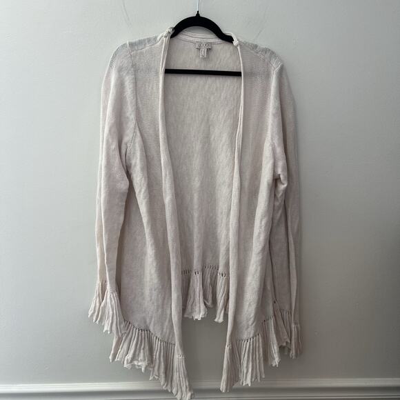 Logo Lori Goldstein Sweaters - LOGO by Lori Goldstein Women’s Slub Open Front Cardigan‎ Ruffle Detail Size 2x